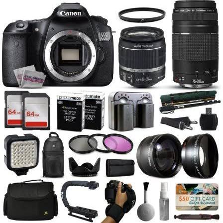  Canon EOS 90D DSLR Camera w/EF-S 18-55mm f/4-5.6 is STM Lens +  EF-S 55-250mm f/4-5.6 is STM Lens + 500mm f/8 Focus Lens + 2X 64GB Memory +  Case +