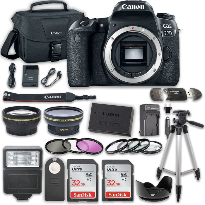 Canon EOS 77D DSLR Camera Bundle (Body Only) with Accessory Kit (14 items)
