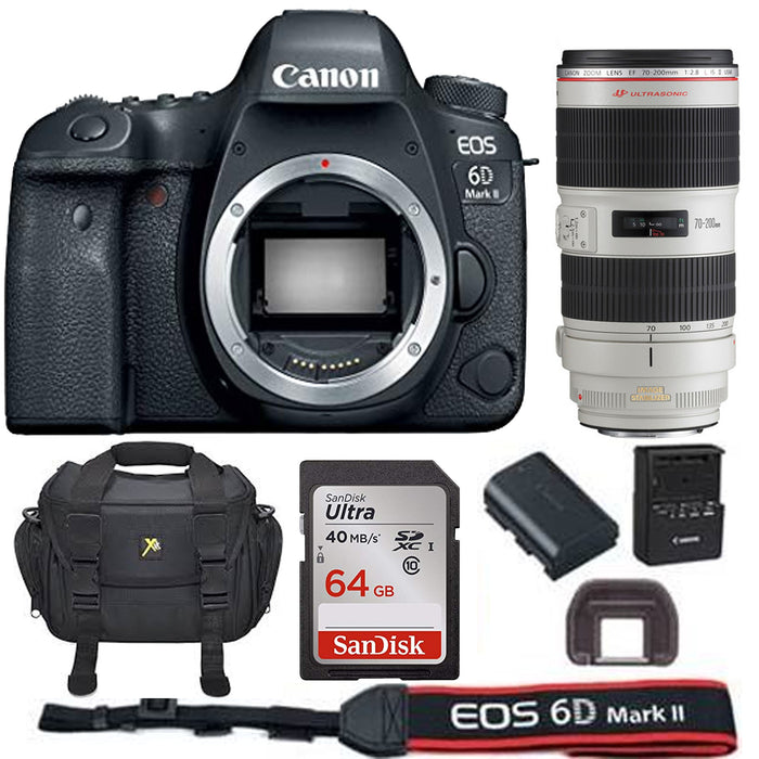 Canon EOS 6D Mark II DSLR Camera with Canon 70-200mm f/2.8L IS II USM Lens Starter Bundle