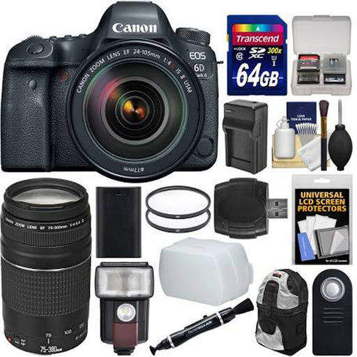 Canon EOS 6D Mark II DSLR Camera with 24-105mm f/4L II Lens & Canon 75-300mm III Essential Bundle