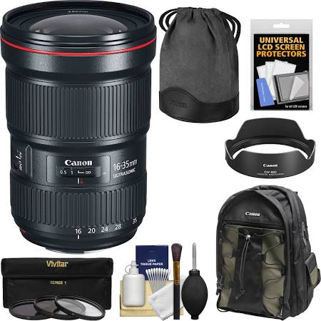 Canon EF 16-35mm f/2.8L III USM Zoom Lens with 3 UV/CPL/ND8 Filters + Backpack + Kit