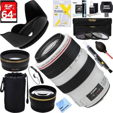 Canon EF 70-300mm f/4-5.6L is USM UD Telephoto Lens f/Canon EOS DSLR 64GB Kit