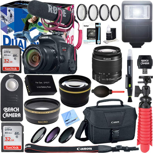 Canon EOS Rebel T7i Digital SLR Camera Video Creator Kit + 18-55mm Zoom Lens Accessory Bundle - NJ Accessory/Buy Direct & Save