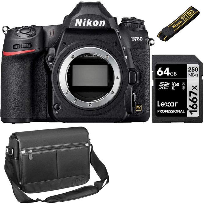 Nikon D780 24.3MP HD 1080p FX-Format DSLR Camera (Body Only) with 64GB Creator Bundle