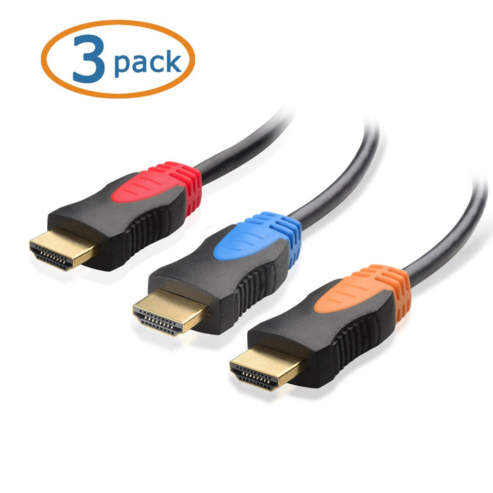 NJA Gold Plated High Speed HDMI Cable, 6 Feet (3 Pack)