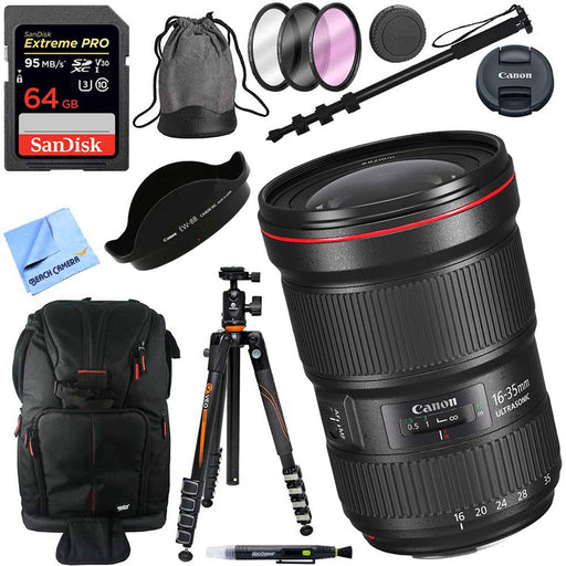 Canon EF 16-35mm f/2.8L III USM Ultra Wide Angle Zoom Full Frame Lens with Vanguard Tripod Plus 64GB Accessories Bundle - NJ Accessory/Buy Direct & Save