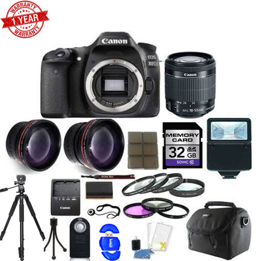 Canon EOS 80D 24.2MP Digital SLR Camera + 18-55mm Lens &amp; 16GB Top Accessory Bundle