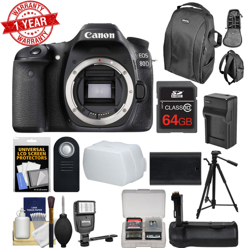 Canon EOS 80D DSLR Camera (Body Only) - Memory Flash Kit Deluxe Bundle