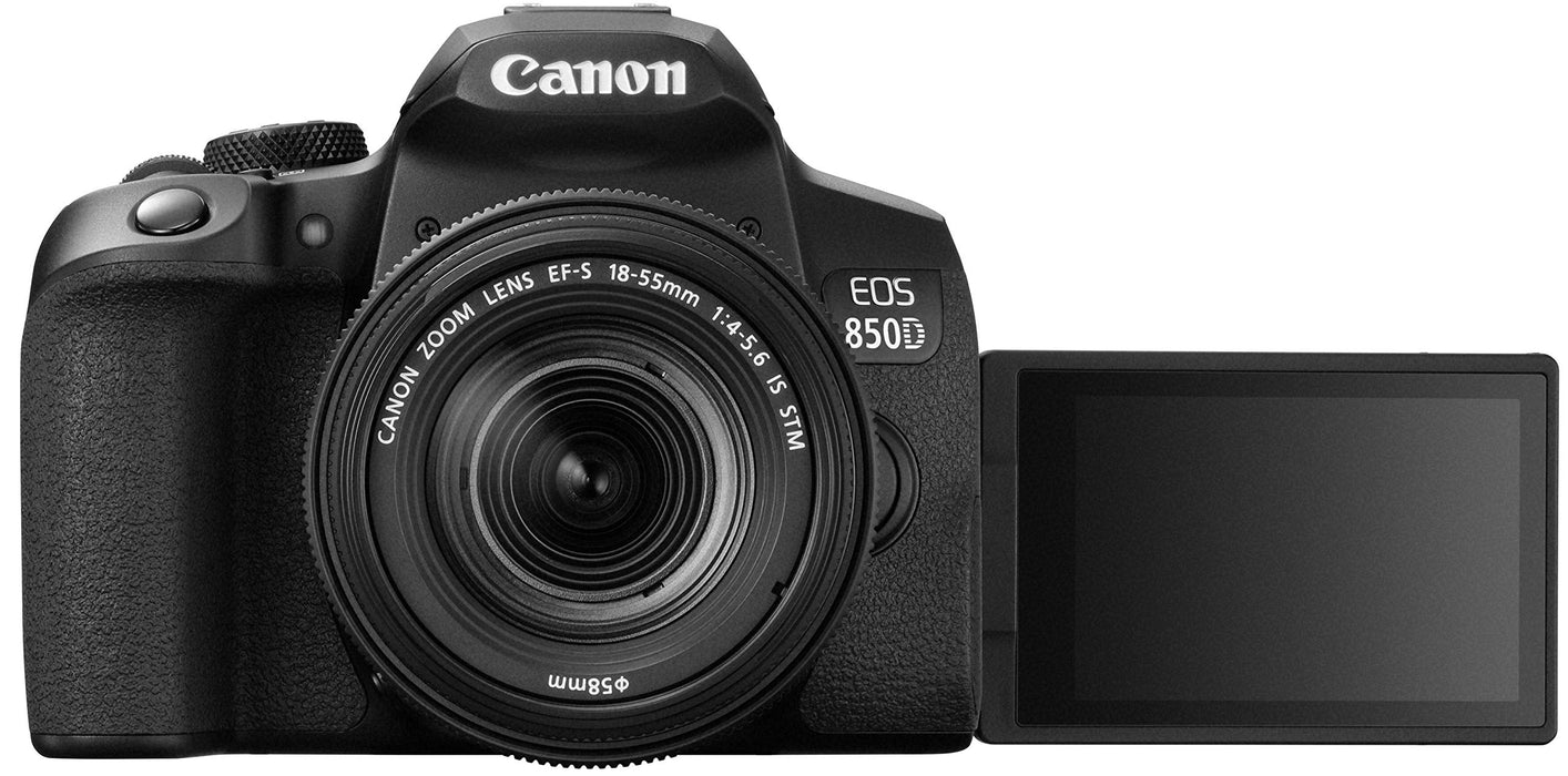 Canon EOS 850D / T8i SLR Camera w/EF-S 18-55mm F/3.5-5.6 III Zoom Lens+Canon EF-S 75-300 Lens+ Case+ Full Tripod+ 32gb+ More + TopKnotch Deals Cloth (International Model) Bundle