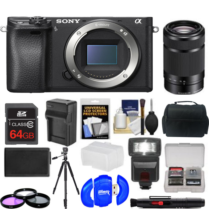 Sony Alpha A6300 4K Wi-Fi Digital Camera Body with 55-210mm Lens Essential Deluxe Bundle