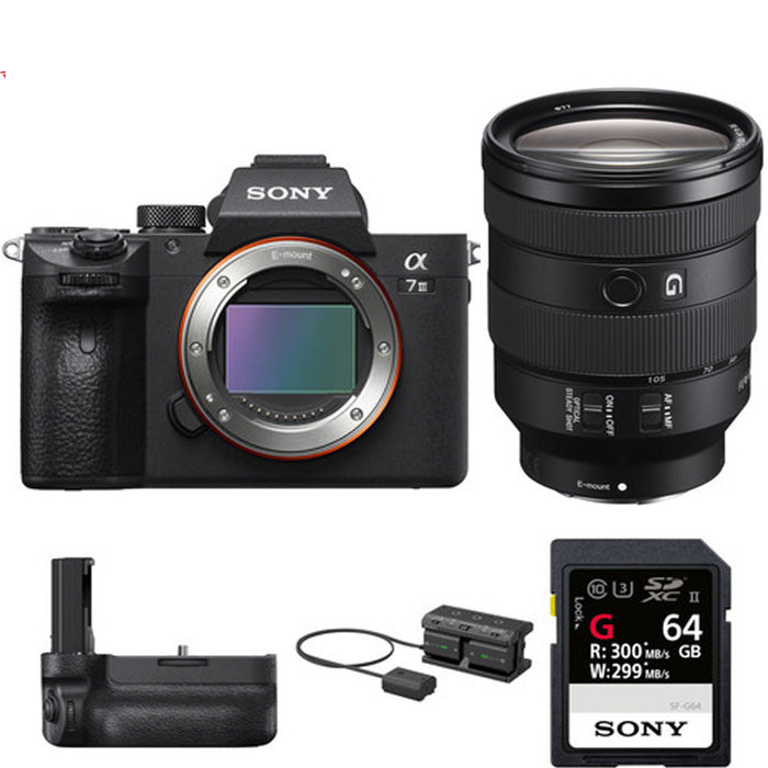 Sony Alpha a7 III Mirrorless Digital Camera USA with 24-105mm Lens and Vertical Grip Kit
