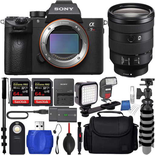 Sony Alpha a7R IV Mirrorless Digital Camera &amp; 24-105mm Lens W/ 2x SanDisk 64GB MCs | 36 LED Light Kit | 72&quot; Monopod | Replacement Battery | MORE