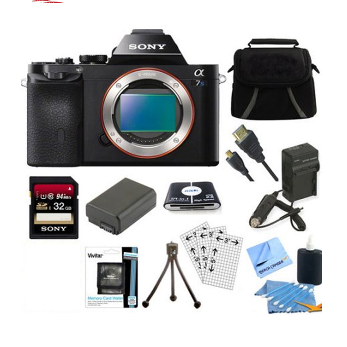 Sony Alpha a7S ILCE7S/B Compact Interchangeable Lens Digital Camera Bundle with 64GB SD Card