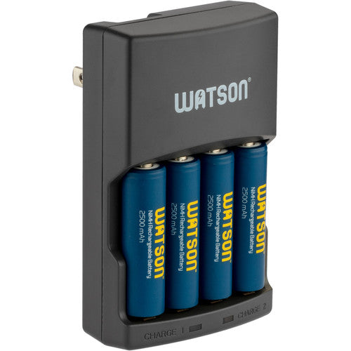 Watson Rapid Charger with 4 AA NiMH Rechargeable Batteries (2500mAh)