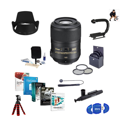 Nikon AF-S DX Micro NIKKOR 85mm f/3.5G ED VR Lens Video Editor Kit