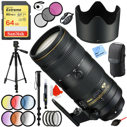 Nikon AF-S NIKKOR 70-200mm f/2.8E FL ED VR Zoom Lens with 77mm Filter Kit Bundle