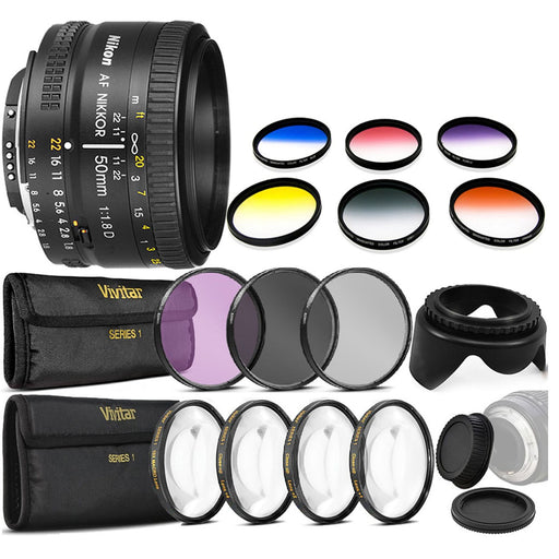 Nikon AF NIKKOR 50mm f/1.8D Lens Deluxe Bundle