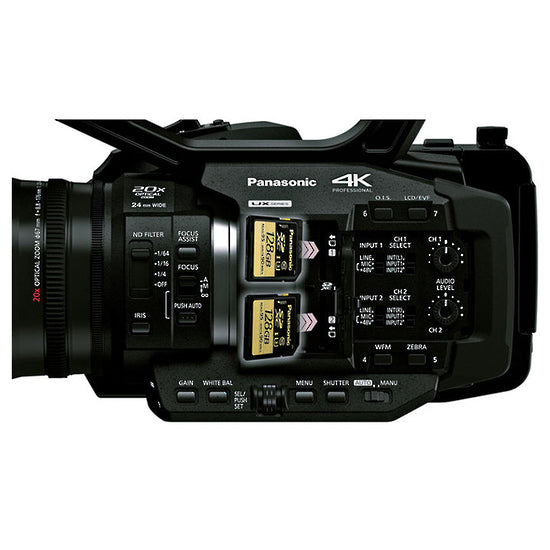 Panasonic AG-UX180 4K Premium Professional Camcorder with Rain Protection| Case | Sandisk 128GB Memory Card | More