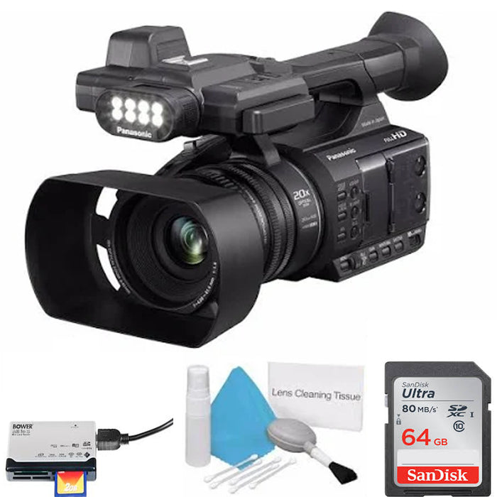 Panasonic AG-AC30 Full HD Camcorder w/ Touch Panel LCD Viewscreen AG-AC30PJ + 64GB SDXC Class 10 + Deluxe Cleaning Kit Bundle