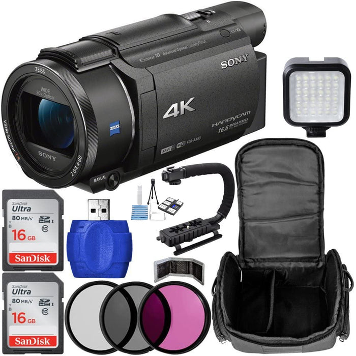 Sony FDR-AX53 4K Ultra HD Handycam Camcorder Bundle with Carrying Case and Accessory Kit