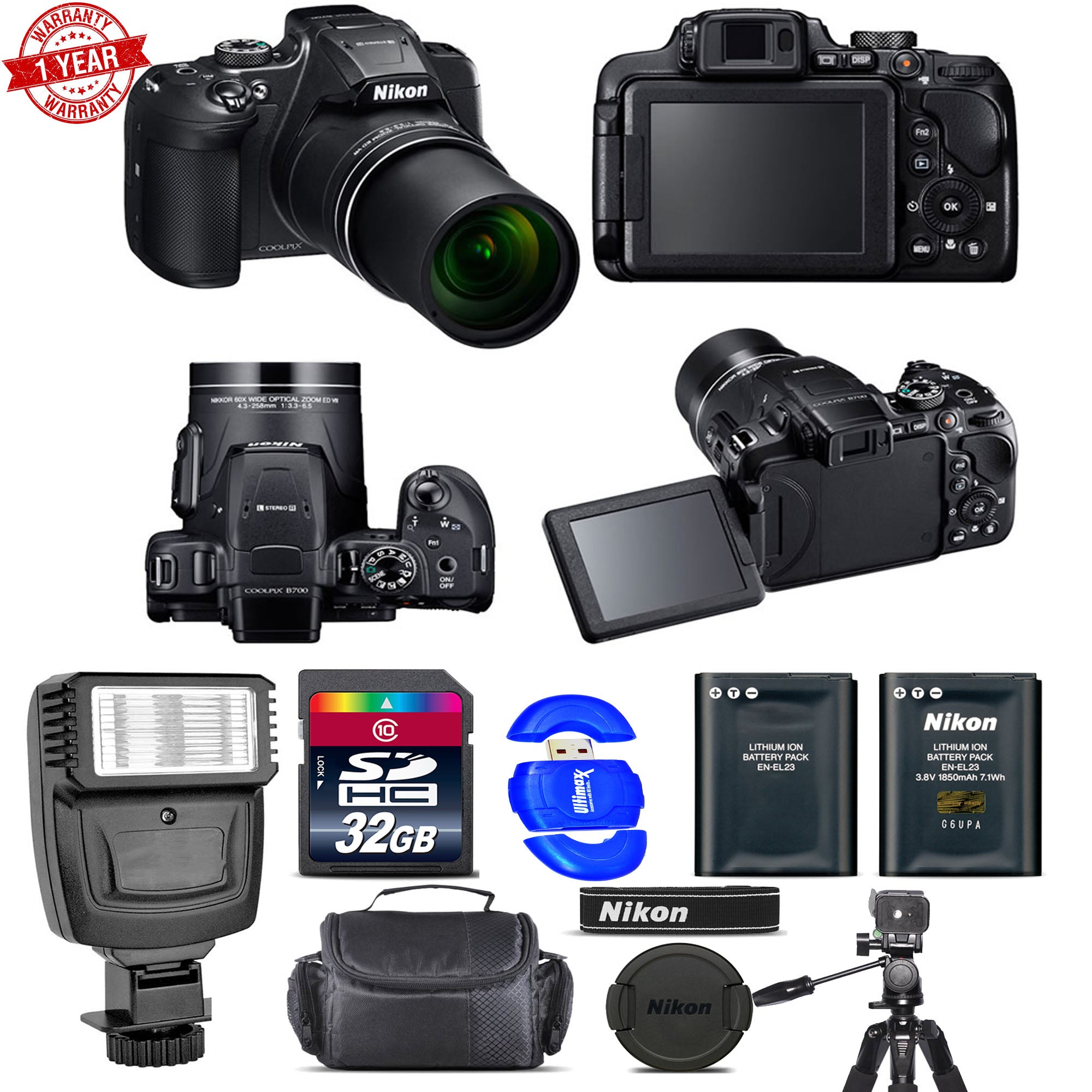 Nikon COOLPIX B700 20.2MP 4K Video WiFi NFC Camera 60x Zoom - 32GBGB Bundle | NJ Accessory/Buy Direct & Save