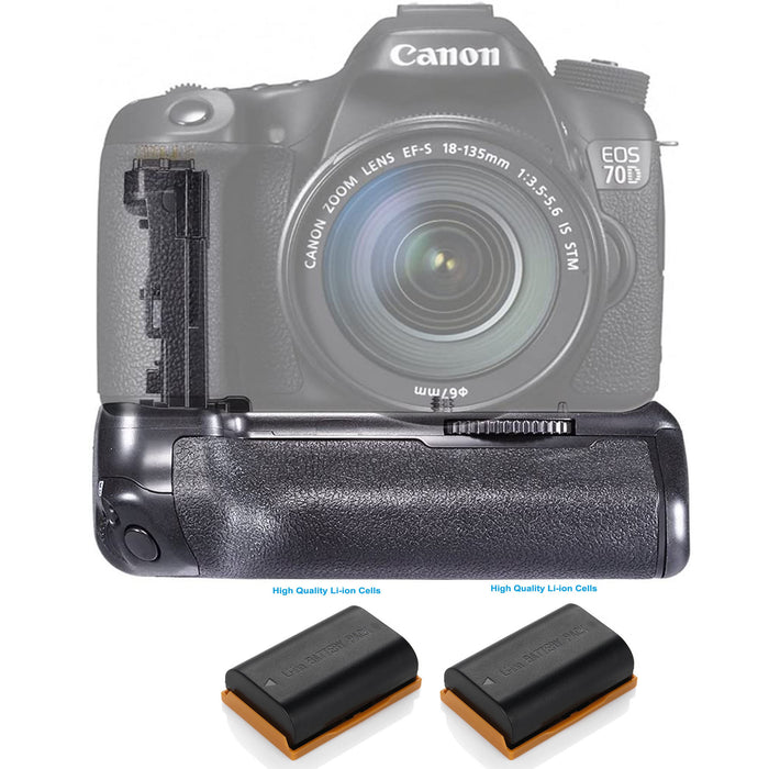 NJA Battery Grip Holder (Replacement for BG-E14) Work with LP-E6 Battery & 2X Extra Batteries Package