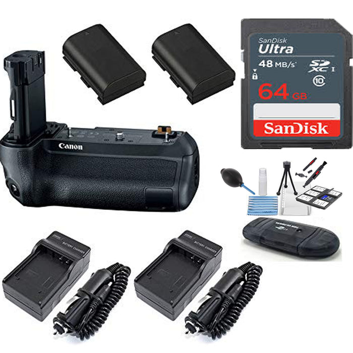 Canon BG-E22 Battery Grip with SanDisk 64GB SDXC Card |2 Batteries |2 AC/DC Travel Chargers More