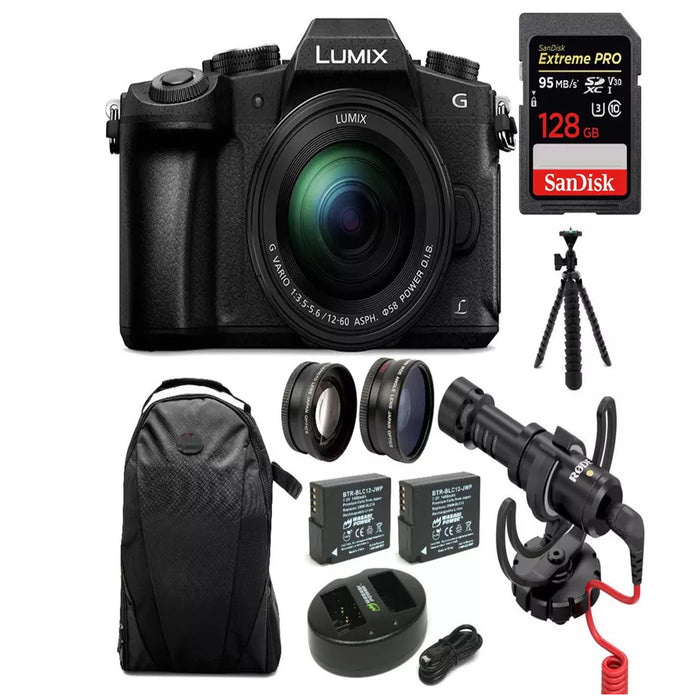 Panasonic LUMIX DMC-G85 4K Mirrorless Camera with 12-60mm Lens and 128GB SD Bundle