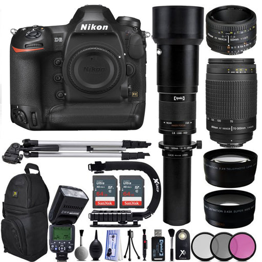Nikon D6 Camera w/ 3.2&quot; LCD - 7 fps - Wi-Fi &amp; GPS Ready - 5 Lens - Nikon 50mm 1.8D- Nikon 70-300mm - 650-2600 - 128GB SD - 23PC Ultra Zoom Kit