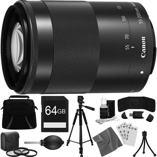 Canon EF-M 55-200mm f/4.5-6.3 is STM Lens Tripod Deluxe Bundle