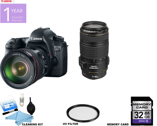 Canon EOS 6D DSLR Camera with 24-105mm f/4L and 70-30mm Lenses USA