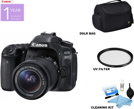 Canon EOS 80D DSLR Camera with 18-55mm IS Lens USA bundle