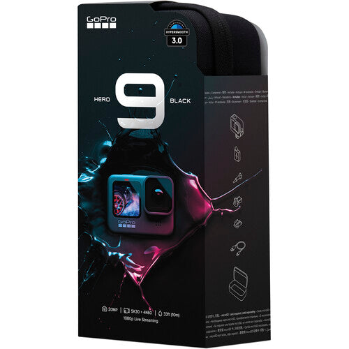 GoPro HERO9 Black SanDisk 64GB + Hard Case + Chest Strap Mount + Head Strap Mount + Flexible Tripod + Monopod + Floating Handle Action Bundle
