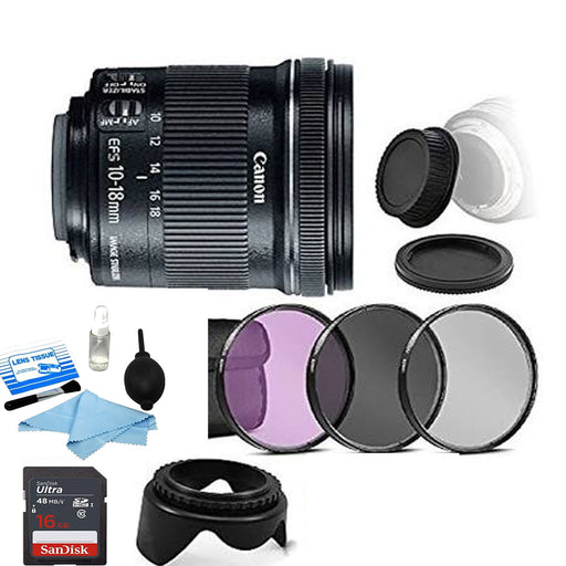 Canon EF-S 10-18mm f/4.5-5.6 IS STM Lens with 3pc Filter Kit Ultimate Accessories for Canon EOS 550D 500D 450D 400D