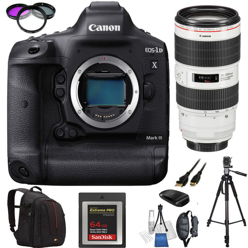 Canon EOS-1D X Mark III DSLR Camera with Canon EF 70-200mm f/2.8L I.S. III USM Lens &amp; Essential Kit- Includes: SanDisk 64GB + 72&quot; Tripod | More