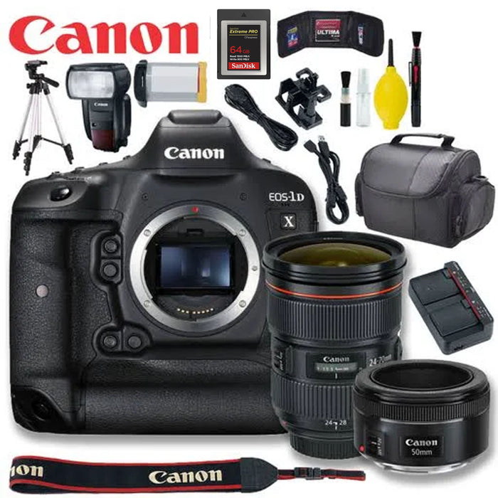 Canon EOS-1D X Mark III DSLR Camera with Canon EF 24-70mm f/2.8L II USM | Canon EF 50 F 1.8 STM Lens Supreme Bundle