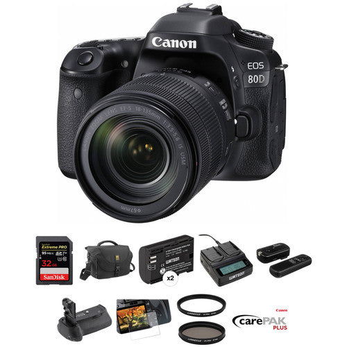 Canon EOS 80D DSLR Camera with 18-135mm Lens Deluxe Kit