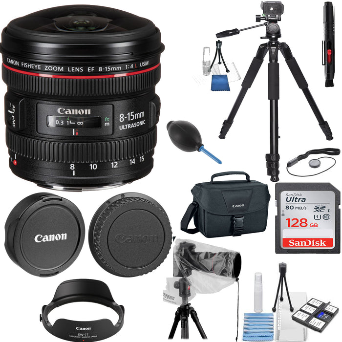 Canon EF 8-15mm f/4L Fisheye USM with Sandisk 128GB &amp; Additional Accessories