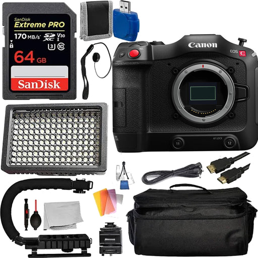 Canon EOS C70 Cinema Camera (RF Lens Mount) with Sandisk Extreme Pro 64GB Essential Bundle