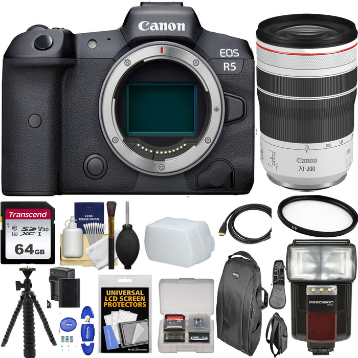 Canon EOS R5 Mirrorless Digital Camera with Canon RF 70-200mm f/4L IS USM with 64GB Additional Accessories Bundle