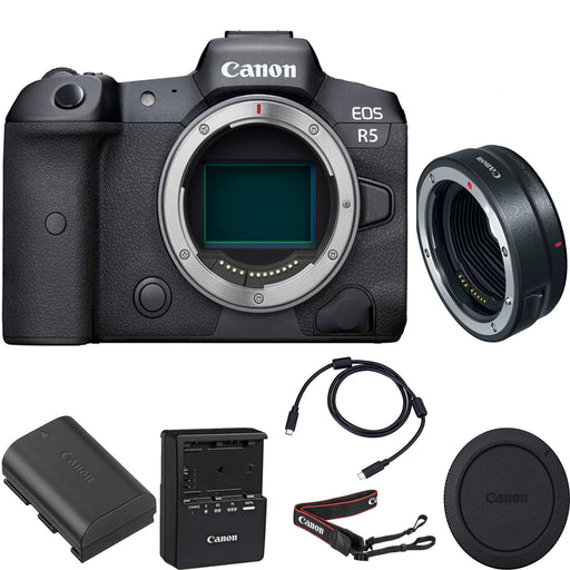 Canon EOS R5 Mirrorless Digital Camera (Body Only) with Mount Adapter EF-EOS R