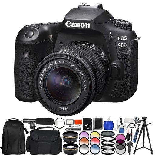 Canon EOS 90D DSLR Camera + 18-55mm STM Lens + 30 Piece Accessory Bundle