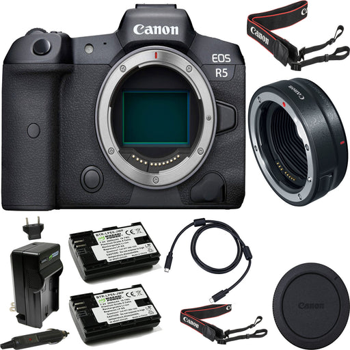 Canon EOS R6 Mirrorless Digital Camera (Body Only) with Mount Adapter EF-EOS R | 2x Spare Batteries + AC/DC Charger Bundle Battery | Charger
