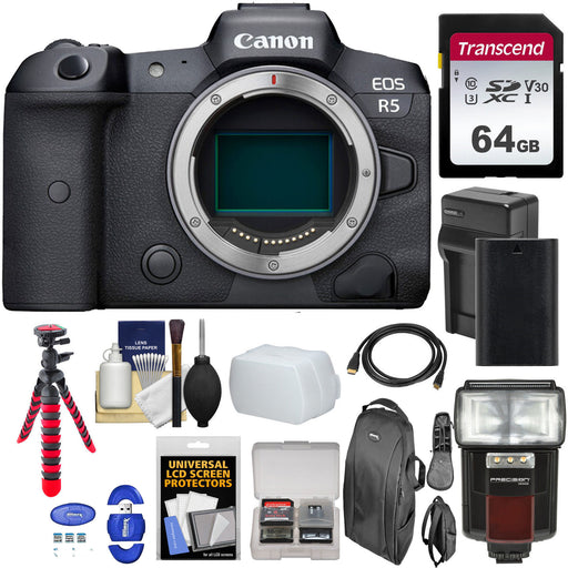 Canon EOS R5 Mirrorless Digital Camera (Body Only) with 64GB Additional Accessories Bundle
