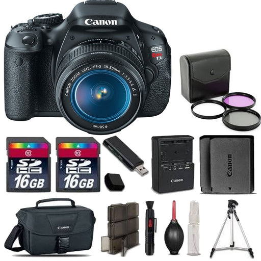 Canon EOS Rebel T3i DSLR Camera with EF-S 18-55mm IS II Lens Essential 32GB Bundle