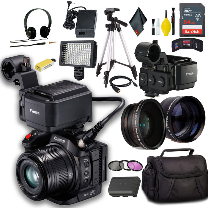 Canon XC15 4K Professional Camcorder with Sandisk 64GB &amp; Headphone Package
