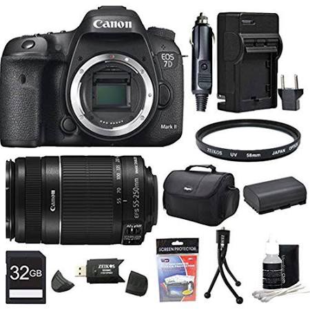 Canon EOS 7D Mark II 20.2MP HD 1080p DSLR Camera Body and 55-250mm Is 32GB Bundle