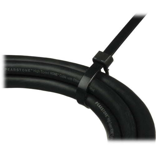 Pearstone 8&quot; Reusable Plastic Cable Ties - Black (20-Pack)