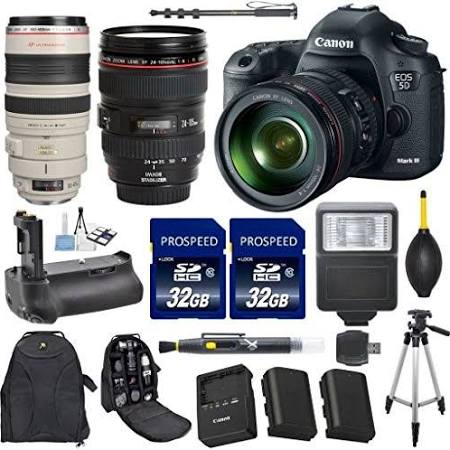 Canon EOS 5D Mark III / IV 22.3 MP CMOS 1080p HD Camera Bundle with EF 24-105mm f/4 L IS USM Lens and Accessory Kit (15 Items)