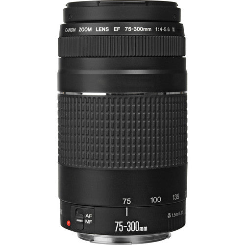 Canon Zoom Telephoto EF 75-300mm f/4.0-5.6 III Autofocus Lens + 58mm Accessories